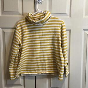 St John’s Bay womans Shirt Sm Striped yellow knit top Cowl Neck Long Sleeve